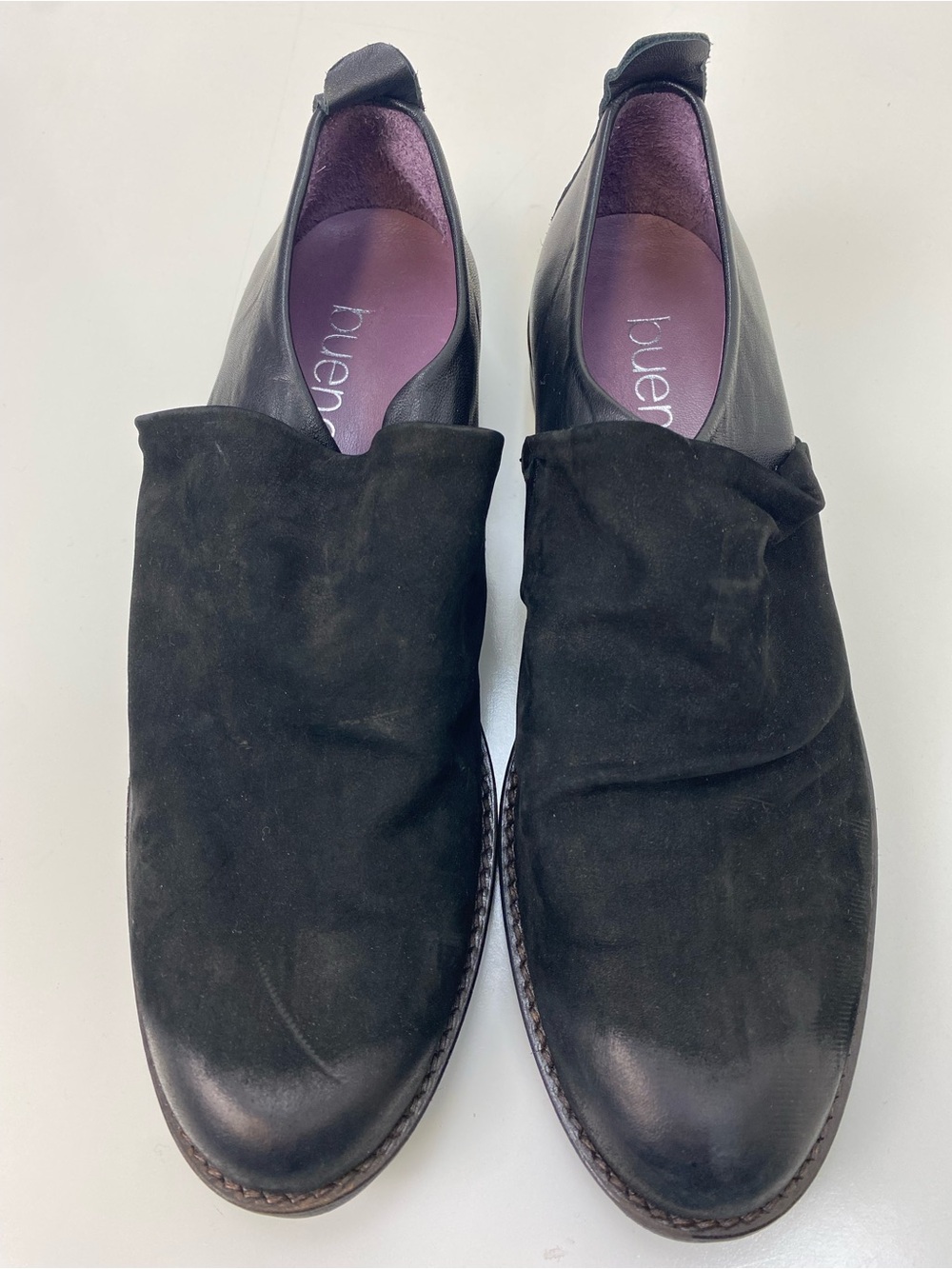 Bueno Black Suede-Top Women’s Slip-On Loafers
